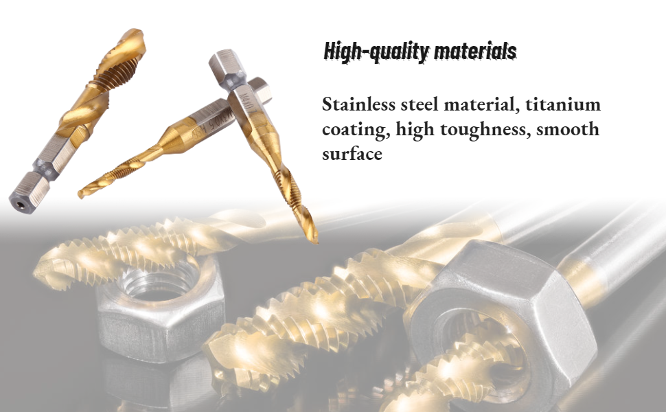Hilitand 6pcs HSS Tap Drill Bit Set, 2 in 1 Combination Drills and Taps