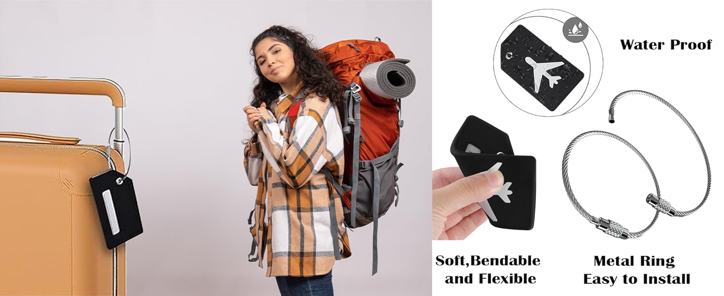 5 Pack Silicone Luggage Tags - Black