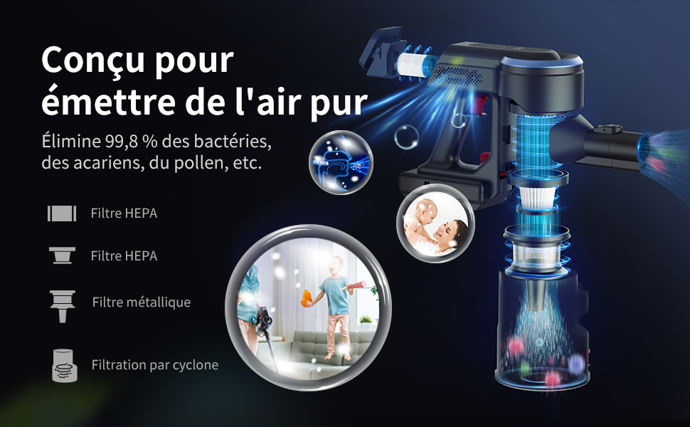 Aspirador inalámbrico, aspiradoras escobas 21 kpa aspirador escoba inalámbrica con pantalla LED inteligente