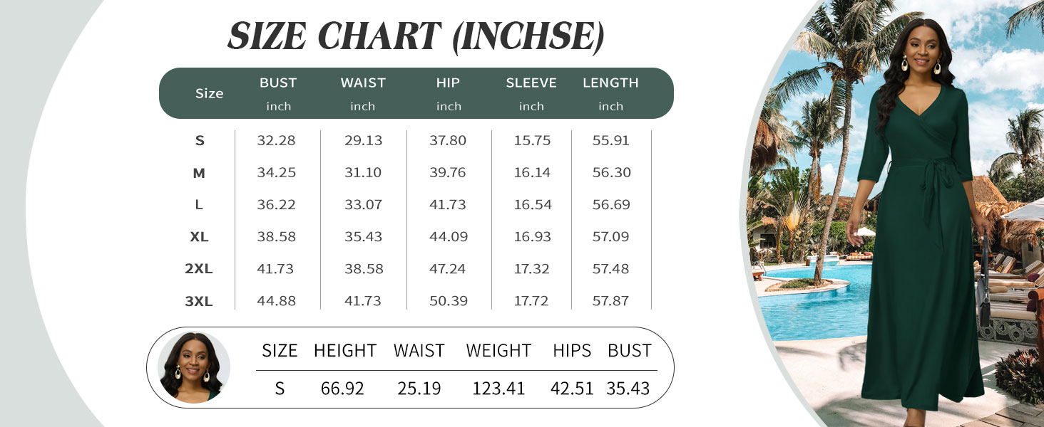 size chart maxi dress
