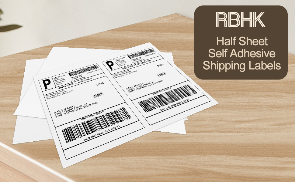8.5" x 5.5" Half Sheet Self Adhesive Shipping Labels for Laser or Inkjet Printer