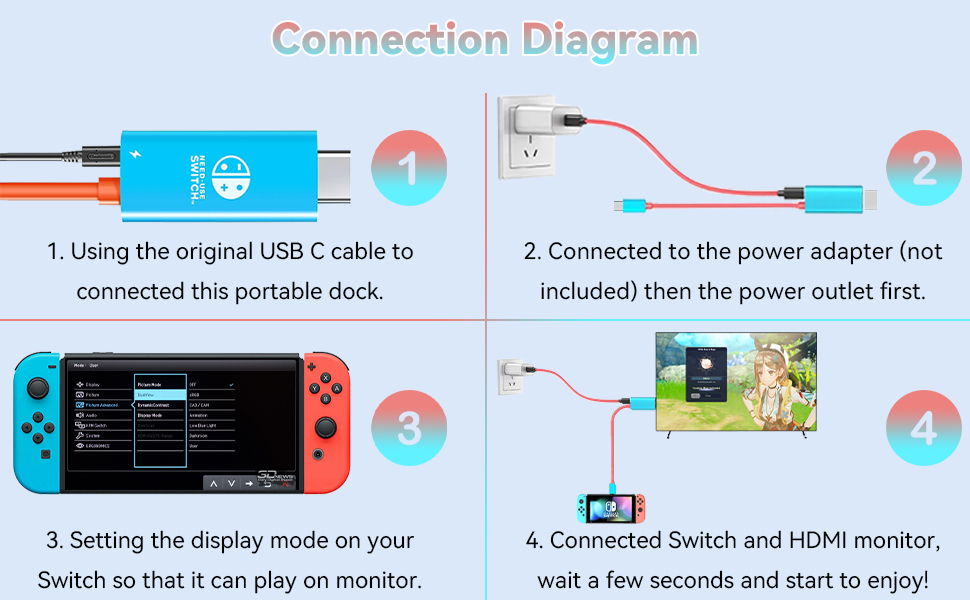 Portable Dock for Nintendo Switch, MustHave Travel Docking