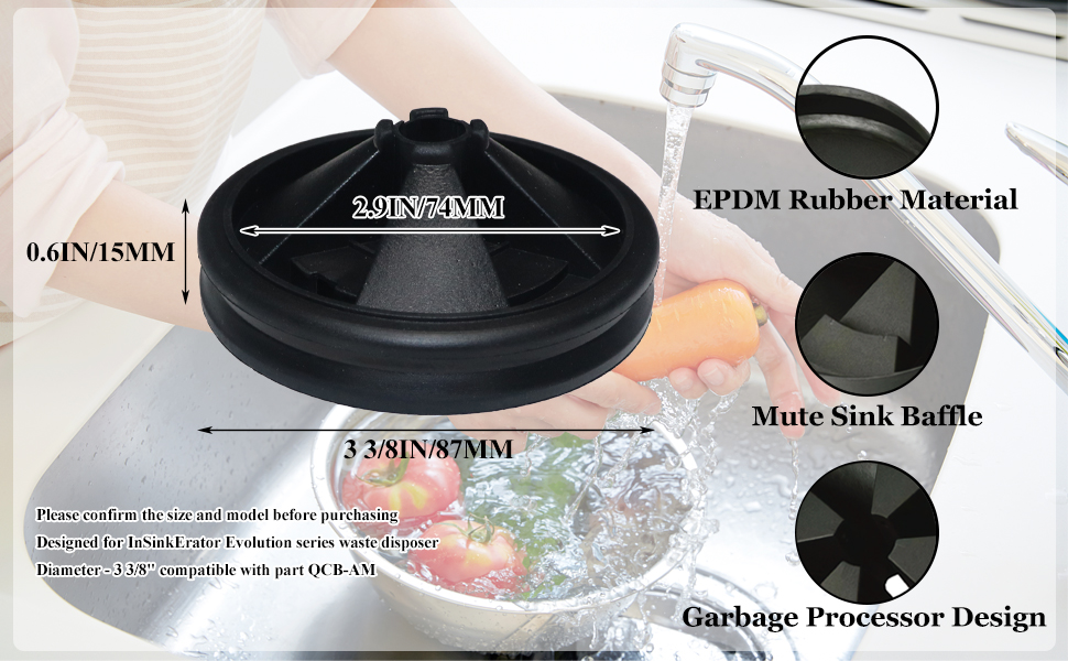 Garbage Disposal Splash Guards, 2Pack EPDM Rubber for InSinkErator