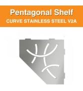 Schluter Pentagonal Corner Shelf for Tiled Walls - Curve Design, Stainless Steel Material, Brushe...