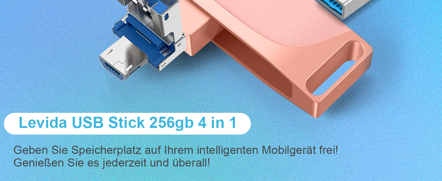 Levida USB Stick 256 GB for Phone, External Photo Stick USB 3.0 Photo