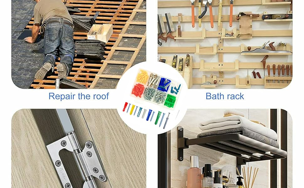 COOLOGIN Drywall Anchor Kit with Screws,144 PCS Colors Screw and Anchor