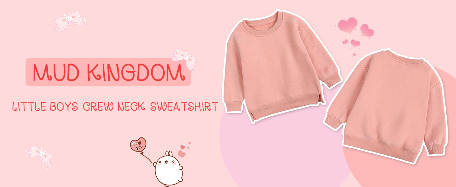 Mud Kingdom Little Boys Girls Solid Crew Neck Sweatshirt