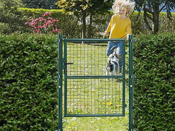 Cancello Da Giardino Verde 125x100 Cm Con Serratura | Recinzione A Griglia