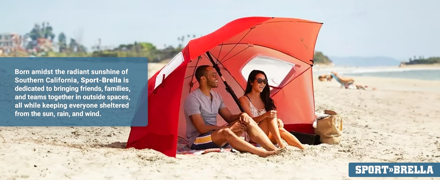 couple on the beach enjoying each other's company under the premiere xl sun shade