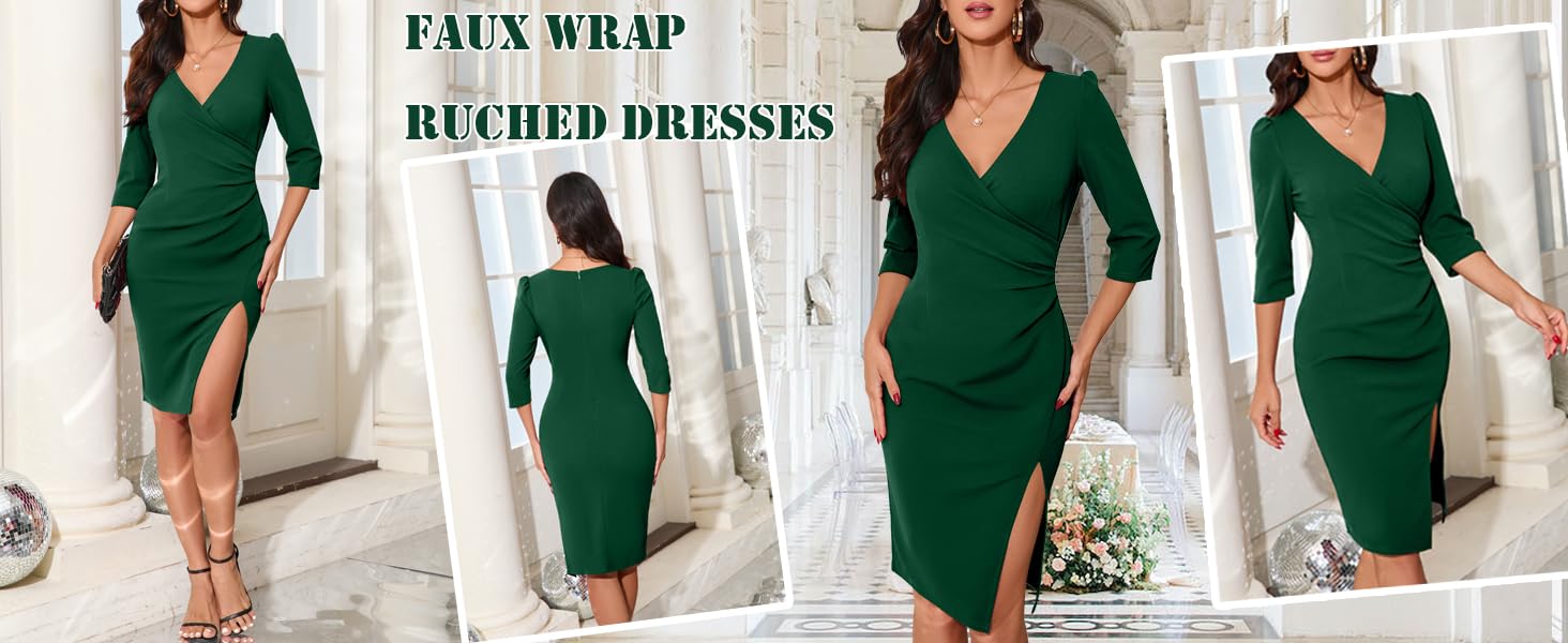 ruched bodycon dress for women 3674