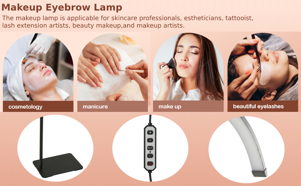 Lash Lamp for Eyelash Extensions, Beauty Floor Lamp, 23 Inch Led Floor Lamp Half Moon Lash Light