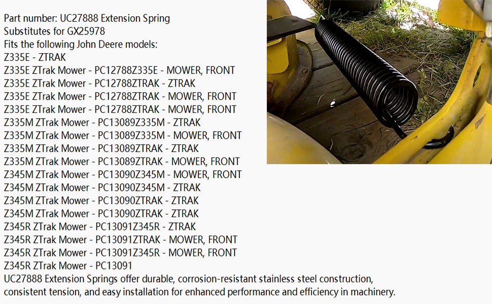 Amazon.com : hoylty Replace UC27888 Extension Spring