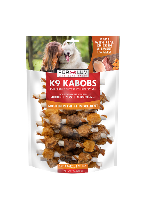 Pur Luv K9 Kabobs Dog Treats, Chicken, Duck &amp;amp; Liver, 12 oz, Triple Flavor Skewer Chews