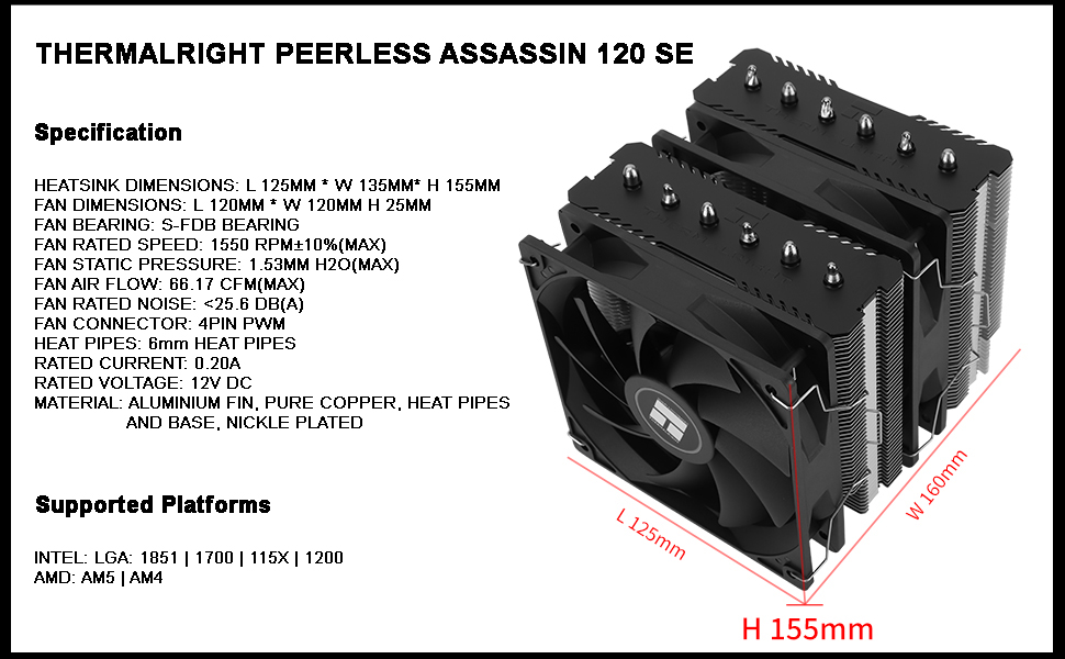 cpu cooler lga 1700 thermalright cpu cooler thermalright peerless assassin 120 se