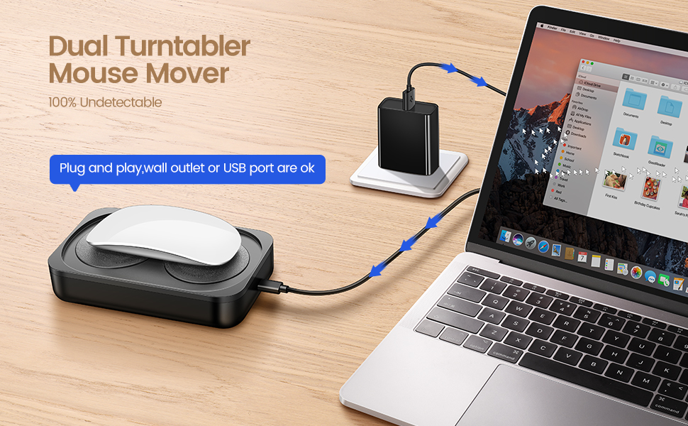 EAXBUX Undetectable Mouse Jiggler,Mouse Mover Jigger Device with LED Screen,Interval Time