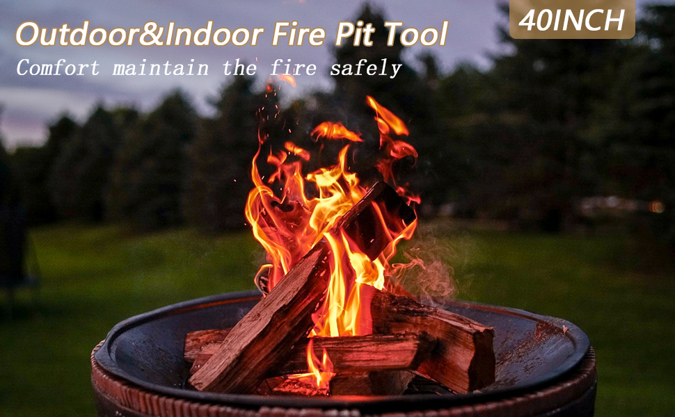 40" Fire Log Tongs Firewood Grabber and Fire Poker Set