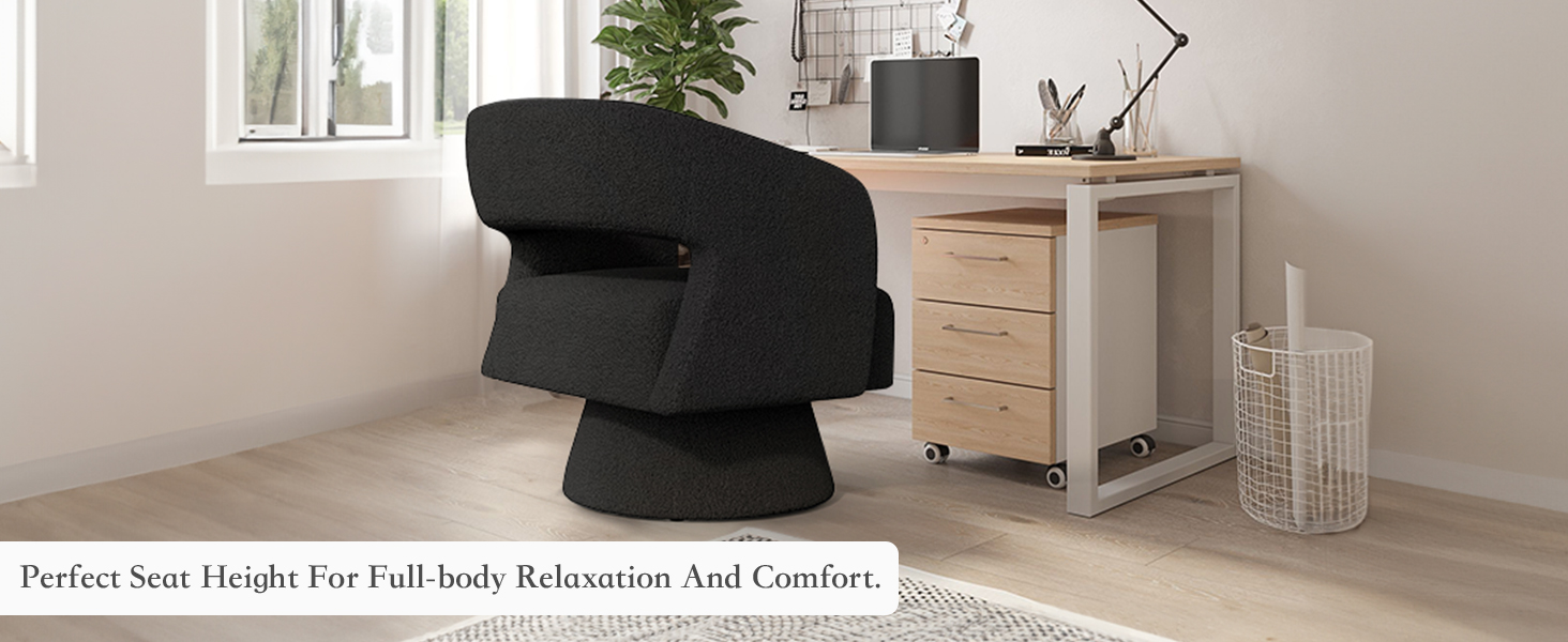 Swivel Barrel Accent Chair Black