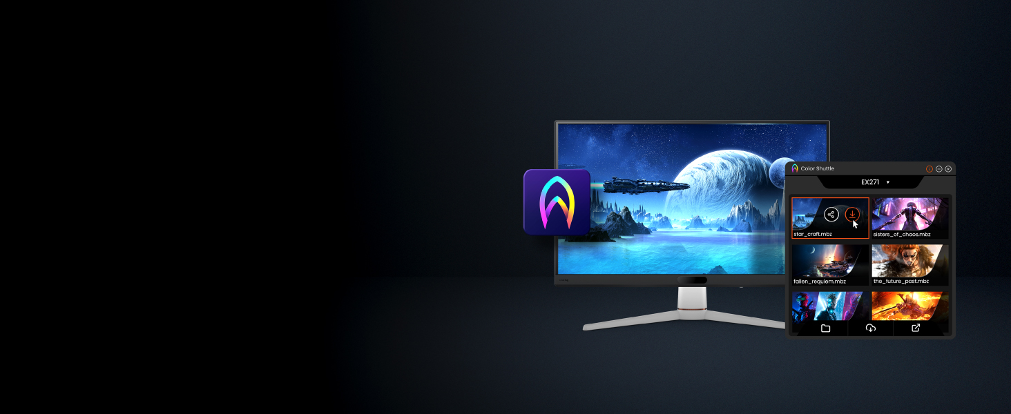 BenQ Color Shuttle software provides color profiles that impact visual display.