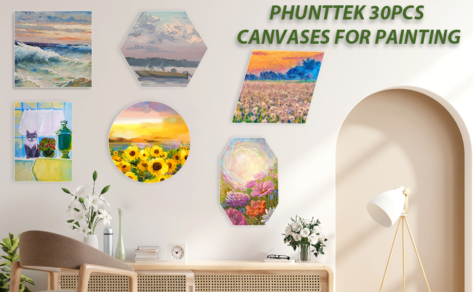 30 Packs Canvases for Painting with Palettes Mini Easels