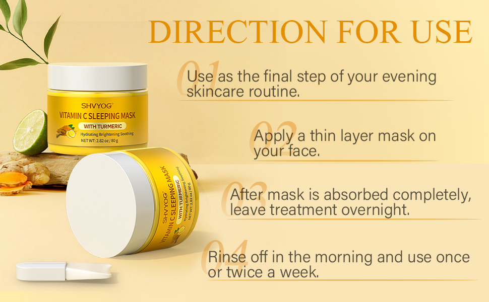 Vitamin C Turmeric Sleeping Mask, Vitamin C Overnight Face Mask With