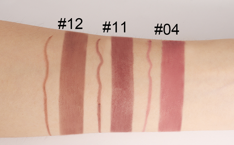 evpct 3Pcs Chestnut Nude Brown Lip Liner and Lipstick Set Kit for Women