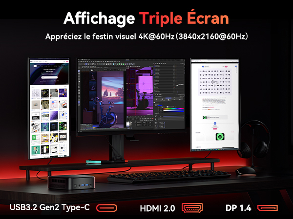 NiPoGi E3B Mini PC par ΑΜD Ryzen 5 7430U(Max 4.3GHz,6C/12T