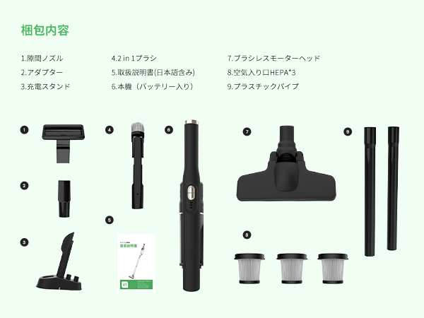 Amazon.co.jp: 掃除機 コードレス 【30Kpa強力吸引&超軽量】V7