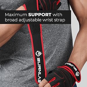 Burnlab Gym Gloves with Wrist Support (Black, Larg... 5 wrist support gym gloves