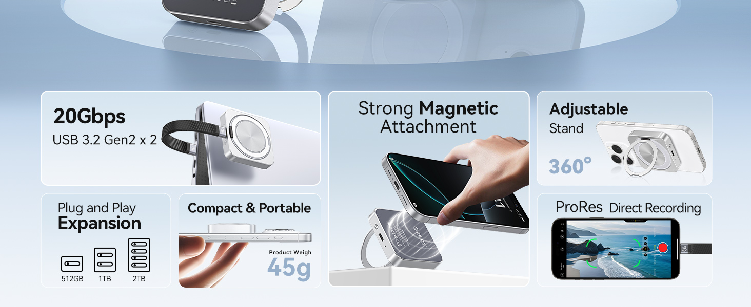 Product demonstration sequence showing magnetic mounting system components and installation process for electronic devices.