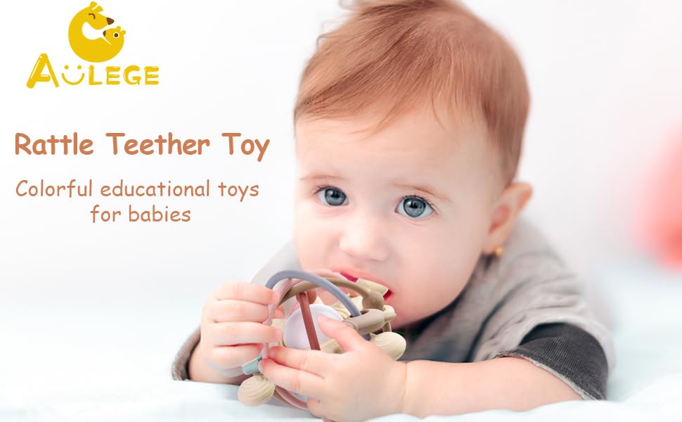 AULEGE Baby Teething Toy for Babies 312 Months, Silicone