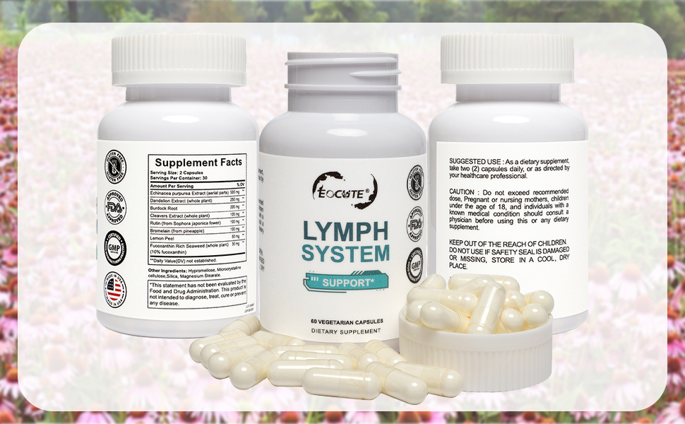 EOCUTE Lymph System Support Supplement Lymphatic Drainage Supplement with