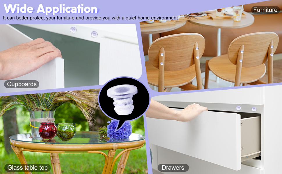 MroMax 100Pcs Glass Table Top Bumpers with Soft Stem Clear Silica Gel