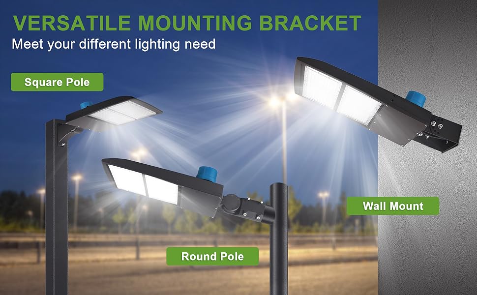 100W LED Shoebox Parking Lot Pole Lights, Dusk to Dawn