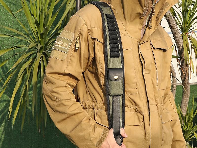 TOURBON Gun Sling with Ammo Holder, Length Adjustable Rifle Shoulder Strap with