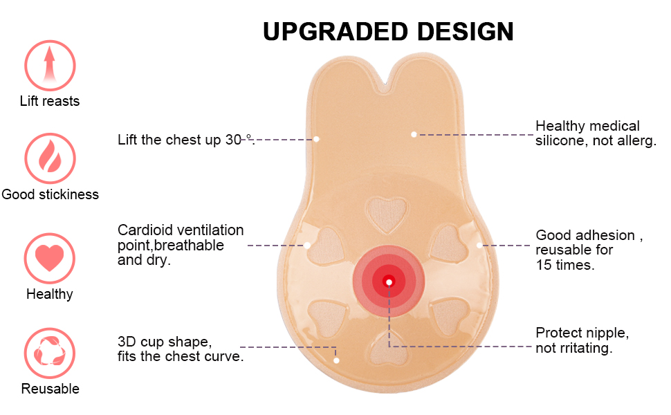 Strapless Backless Sticky Cupid Pads Invisible Bra Push Up Pasties Nipple Cover Breast Lift