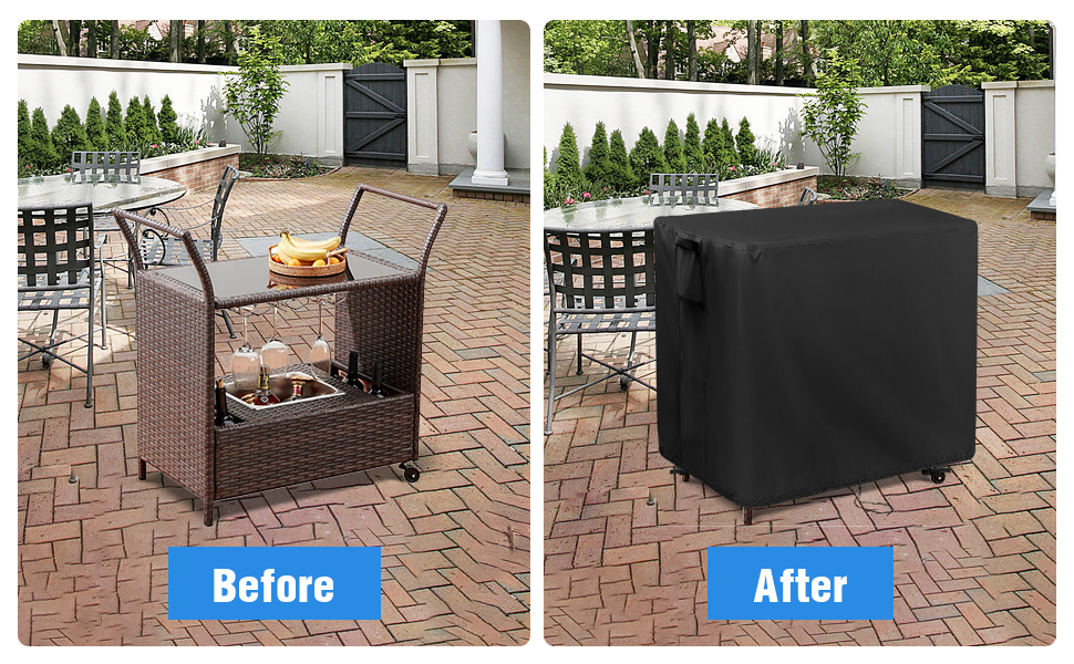 Kingling Outdoor Table Cover for Outdoor Wicker Bar Cart