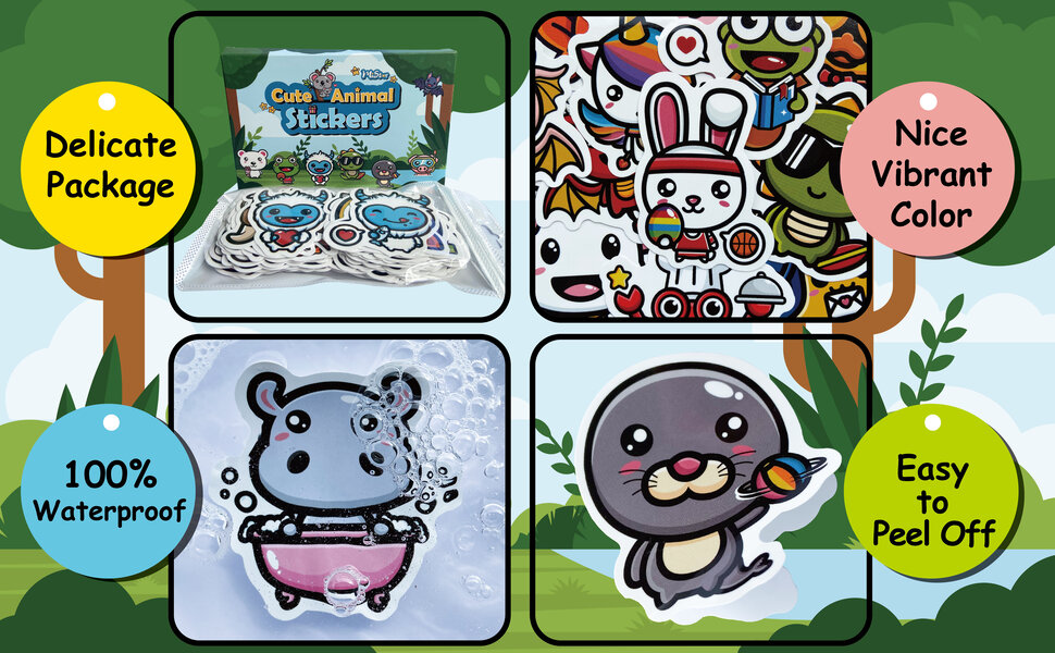 kids stickers for water bottles are 100% waterproof, nice vibrant color, easy to peel off
