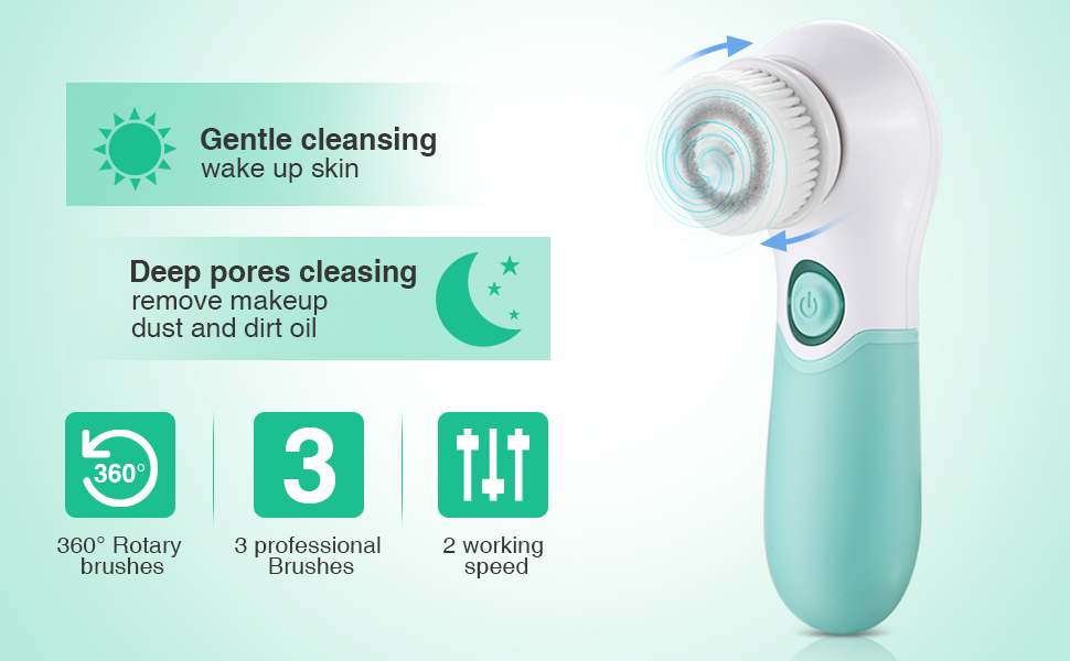 TOUCHBeauty Facial Cleansing Brush with Travel Case Deep Pore Spin Brushes