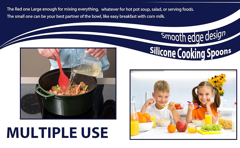 HOTEC Premium Silicone Serving Table Spoons Set Heat