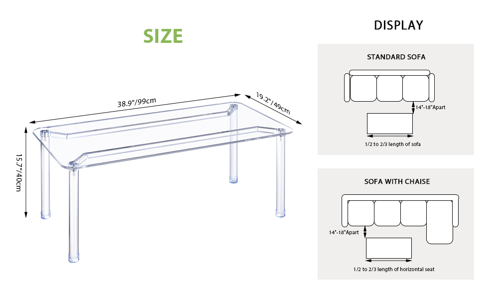 GOIOOIA Acrylic Coffee Table for Living Room Clear
