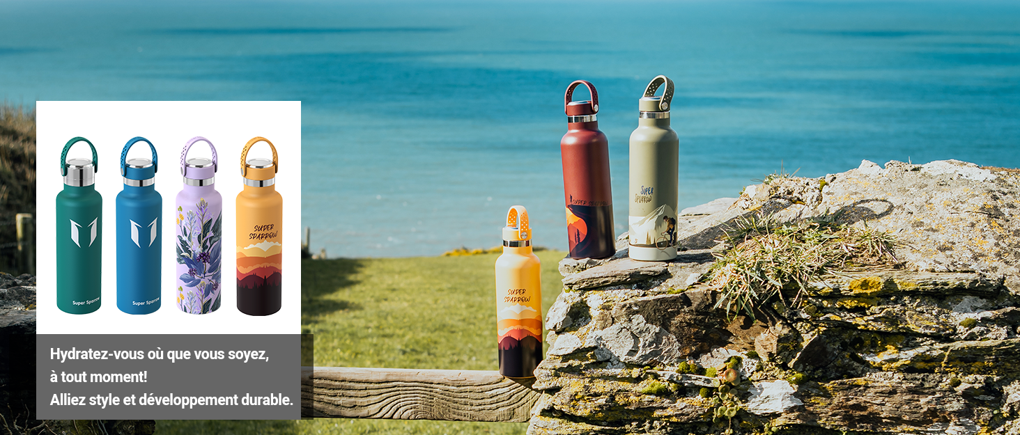 Super Sparrow Gourde Isotherme - 18/10 Ultra Léger Bouteille Isotherme - 350ml, 500ml, 750ml - Gourde INOX Bouche Standard - Gourde Enfant sans BPA, pour Sport, Voyages, L'école, Bureau, Maison 1