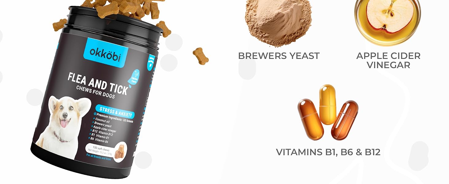 Flea and Tick Prevention for Dogs Chewable - 150 Chews - Dog flea & Tick Control