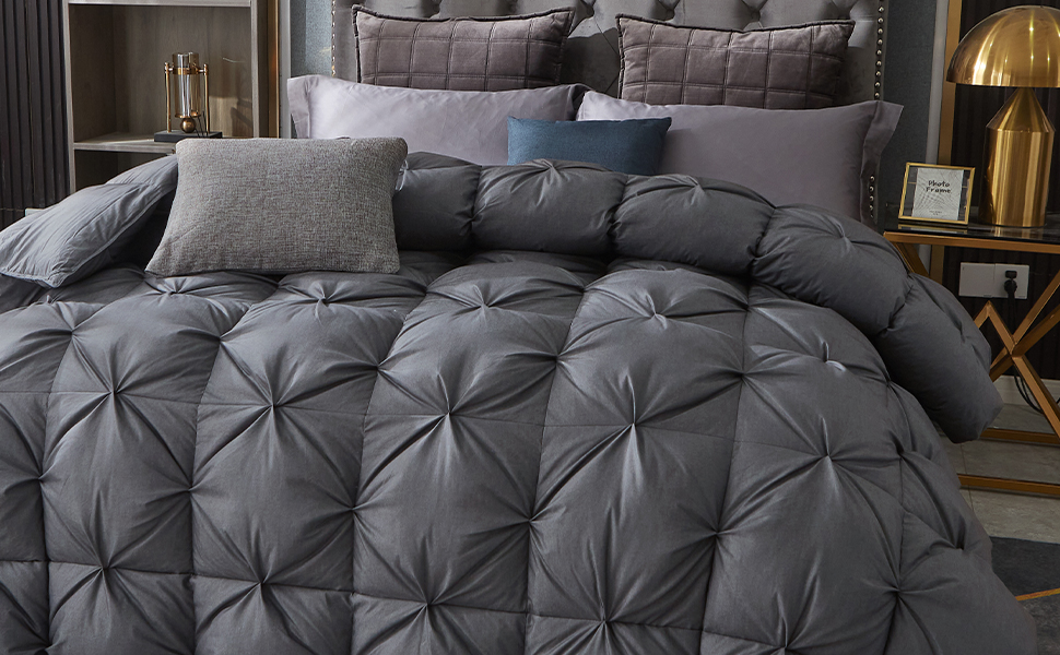 Homyrium Pinch Pleat Goose Feathers Down Comforter Queen