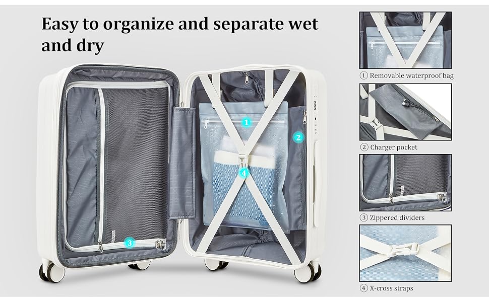 Joyway Luggage Sets 4 Piece, Expandable Suitcase set with Spinner Wheels and