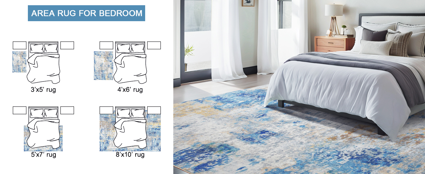 Area Rug 5x7 Washable Rugs Modern Abstract Area Rug Soft