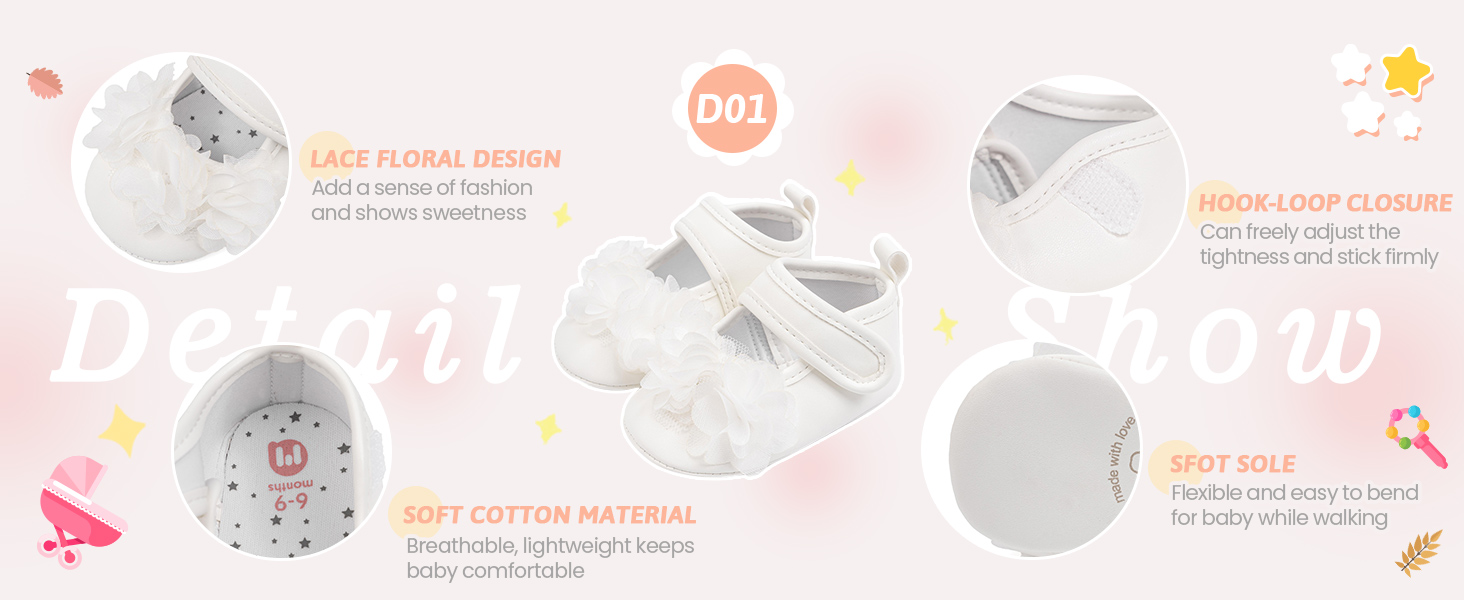 infant girl bow-knot baptism christening shoes white newborn dress shoes wedding princess crib shoes