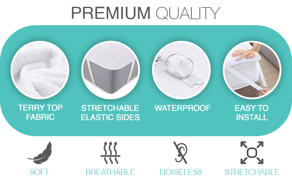 Utopia Bedding Waterproof Strap Mattress Protector Euro Double 140 x