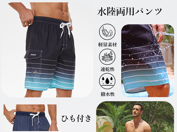 Amazon.co.jp: [KEFITEVD] 海水パンツ メンズ インナー付き 速乾