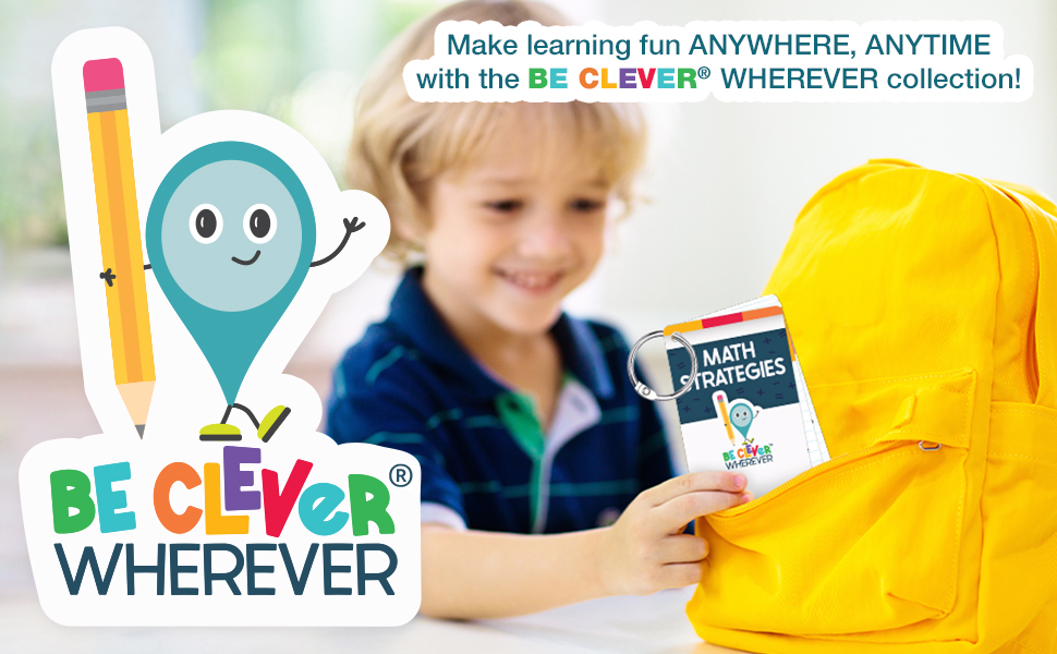 Small child putting Carson Dellosa Math Strategies manipulative in his backpack