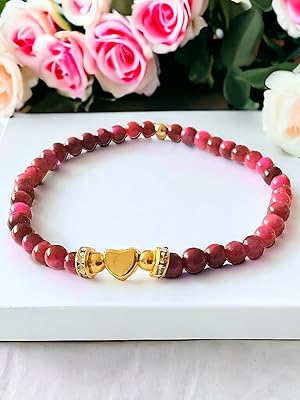 Handmade Schutzstein rotes Tigerauge gegen_bösen-blick Devileye  Perlenarmband steinfixx rot pink